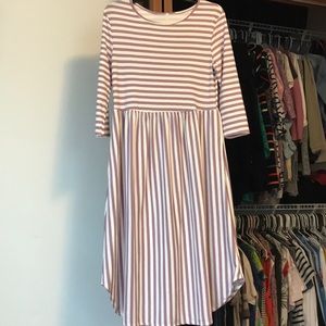 Lavender striped midi dress
